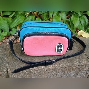 Coach Court Crossbody Purse Pink & Blue Camera Skater Photographer Smoke